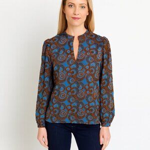 Lovelo Blue Embroidered Sequin Blouse | Size Small